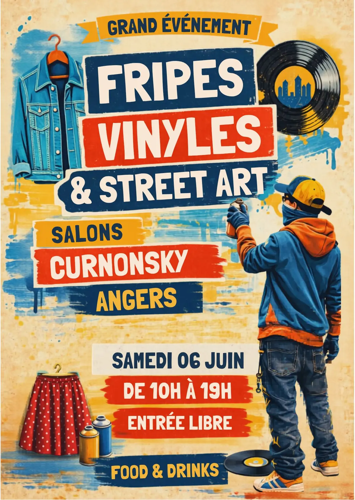 Grande vente de fripes, vinyles et street-art. Samedi 06 Juin 2026 à Angers.
