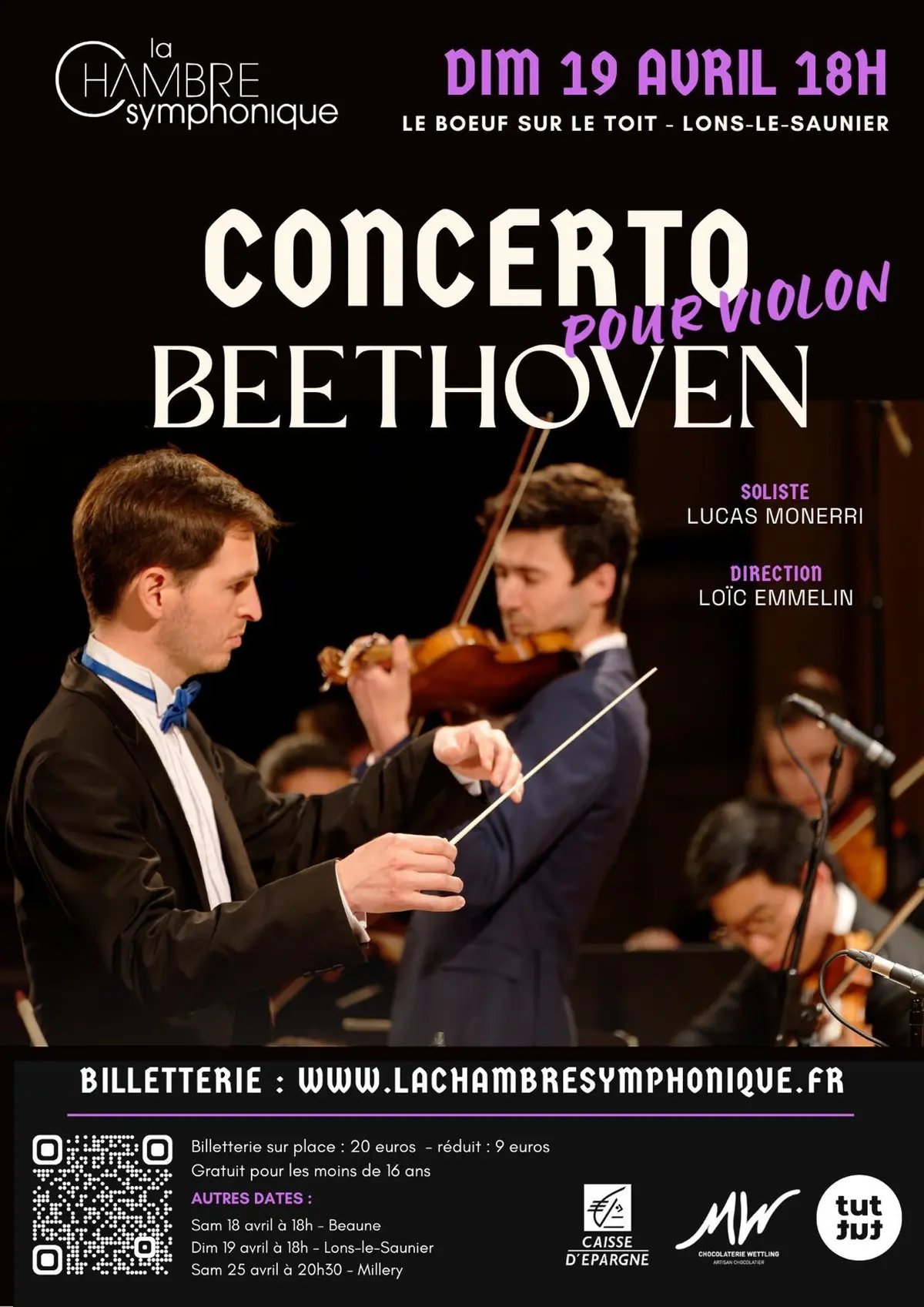 La chambre symphonique – Beethoven Concerto pour violon , Mozart et Mendelssohn