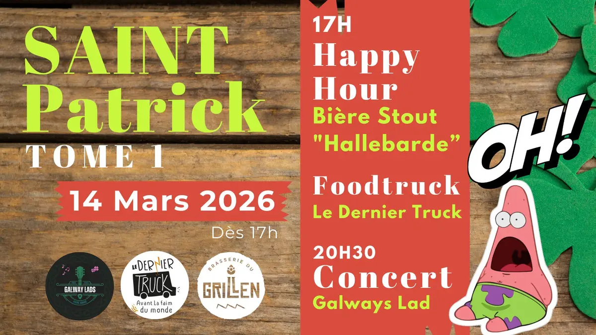 Saint Patrick 14 mars : Concert Galway Lads et Foodtruck