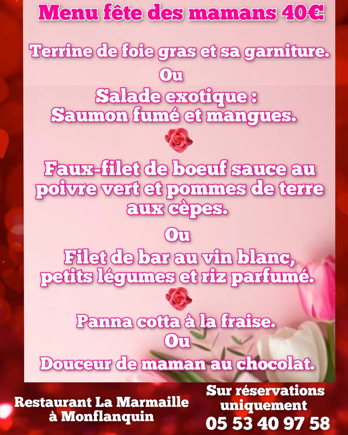 Menu fête des mamans