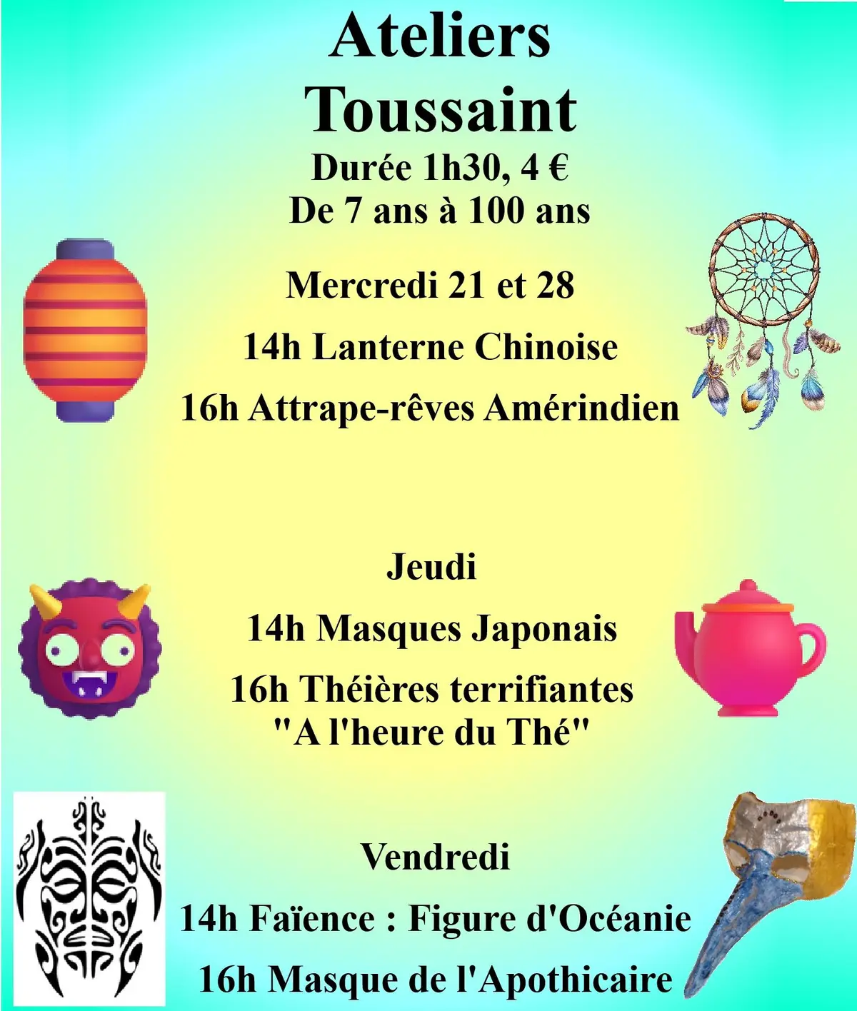 Ateliers vacances scolaire de la Toussaint