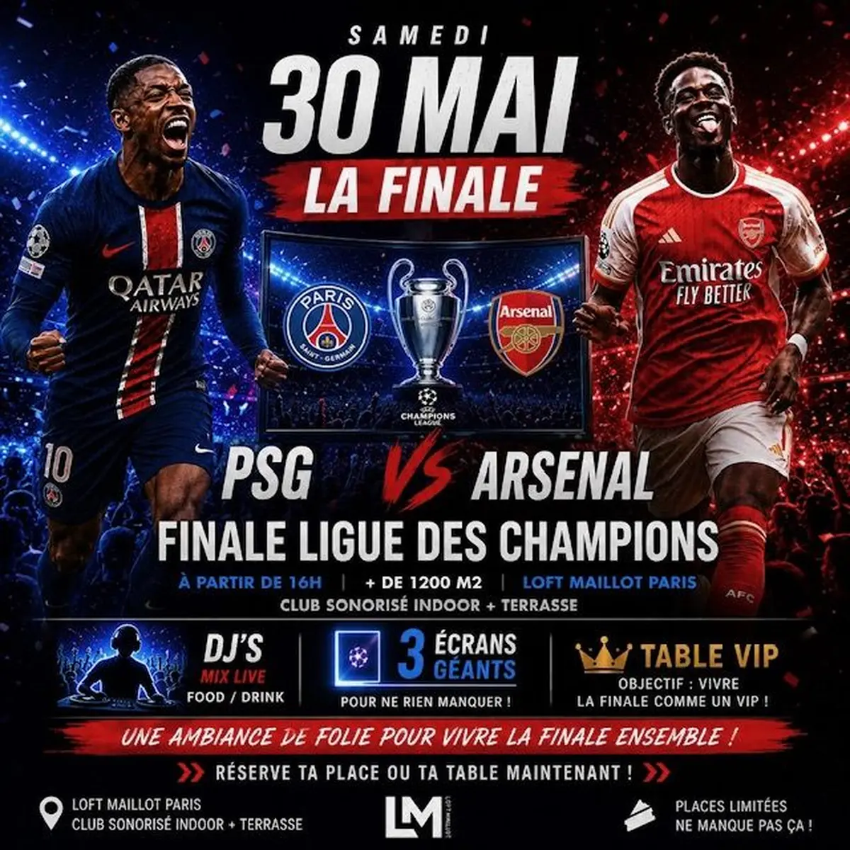 Finale Ligue Des Champions Écran Géant Psg / Arsenal Loft