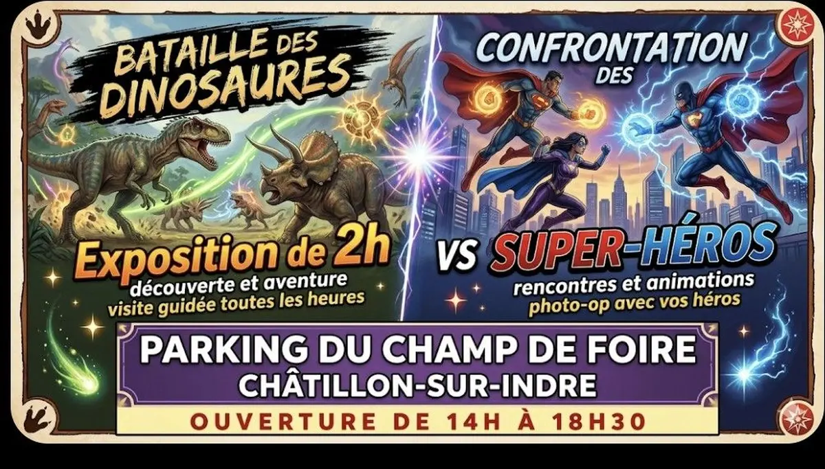 Exposition de dinosaures vs super-héros