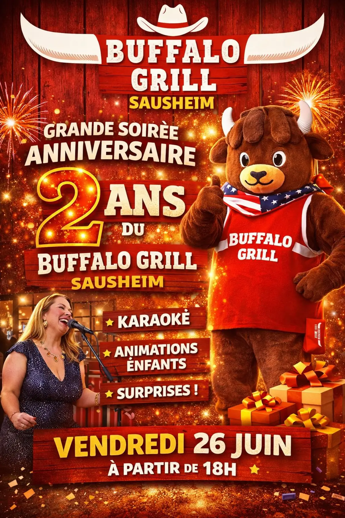 soirée anniversaire exceptionnelle – buffalo grill sausheim (2 ans)