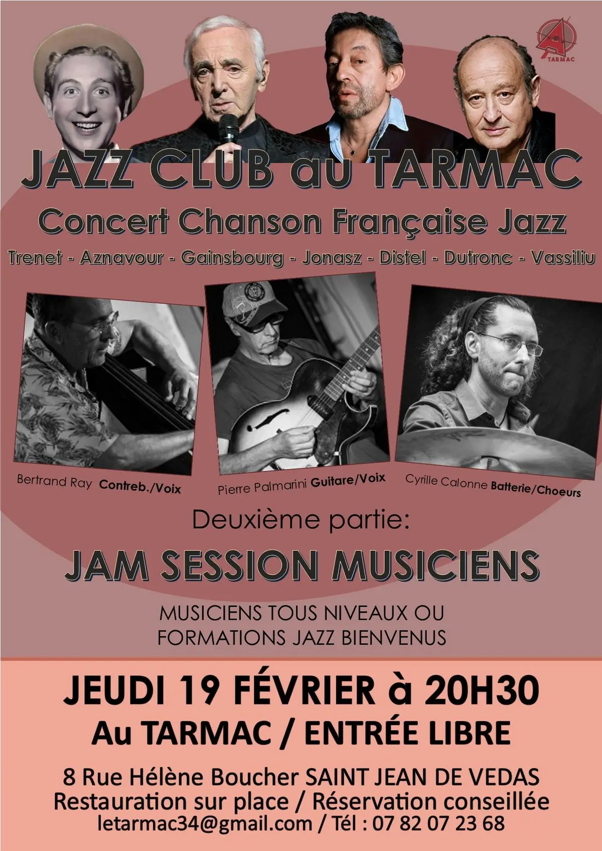 Hommage à Aznavour, Trenet, Gainsbourg, Jonasz en jazz