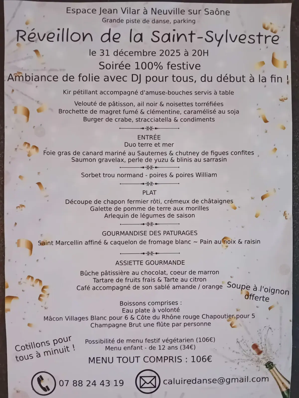 Réveillon du jour de l'an 2025 à Neuville sur Saône