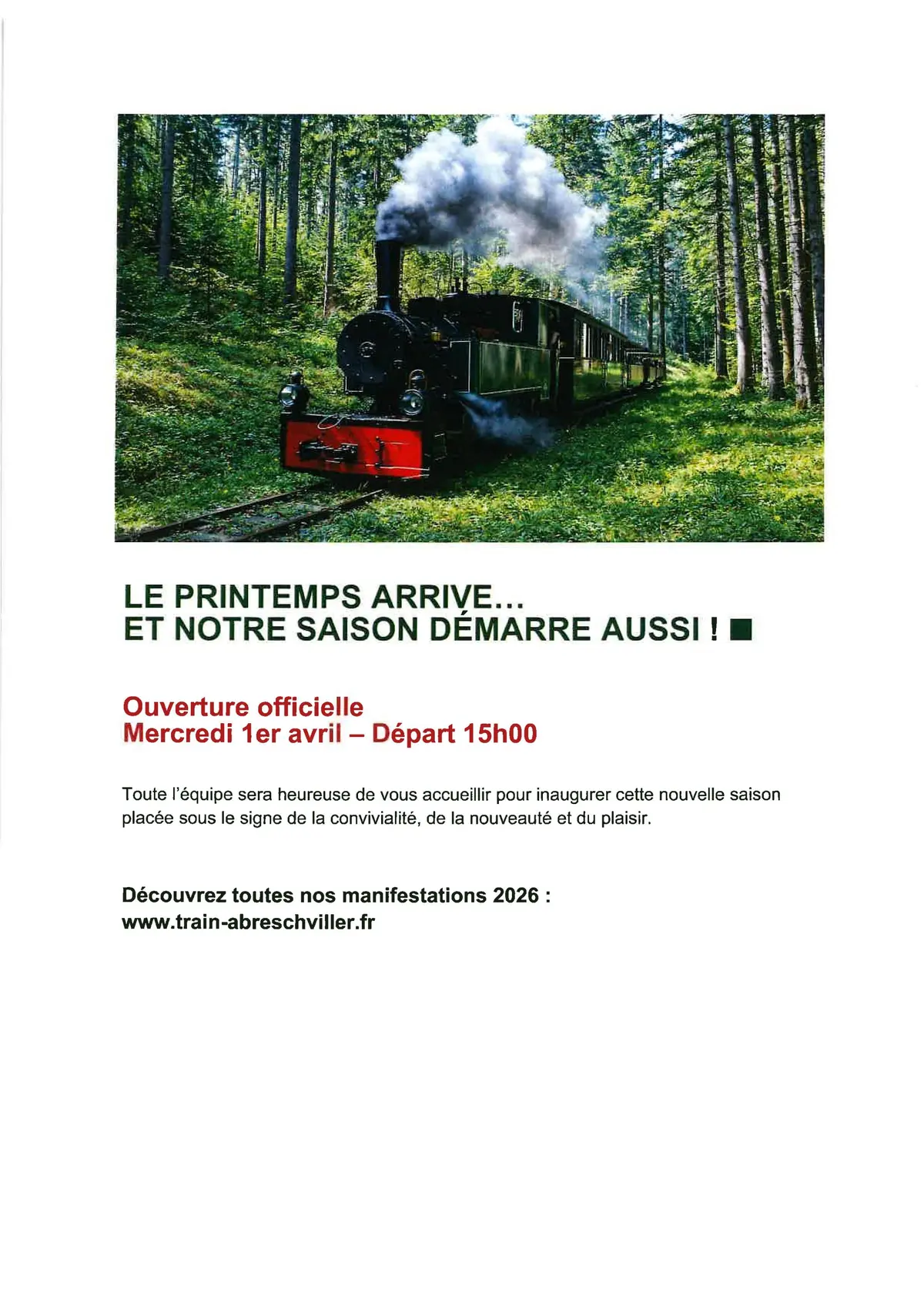 Ouverture de notre saison