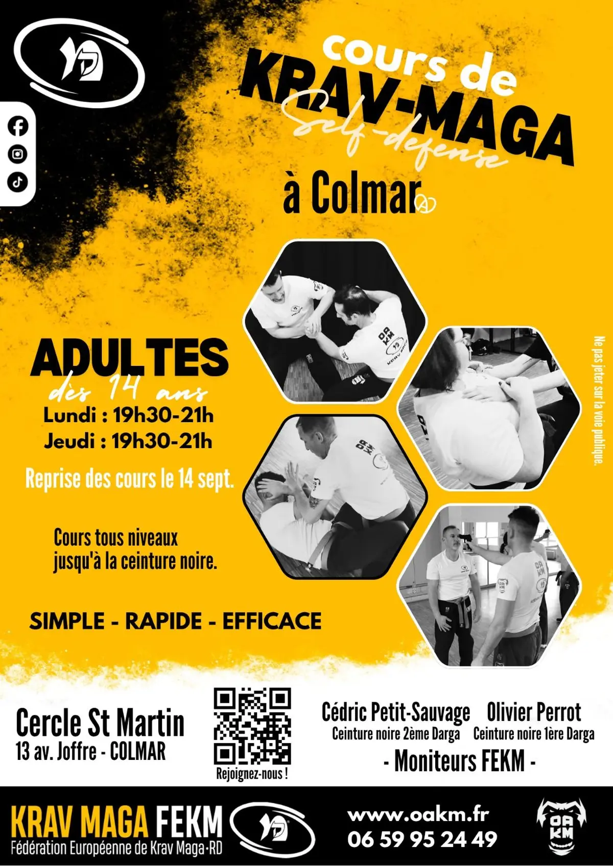 Cours de Krav Maga pour adultes (OAKM) à Colmar