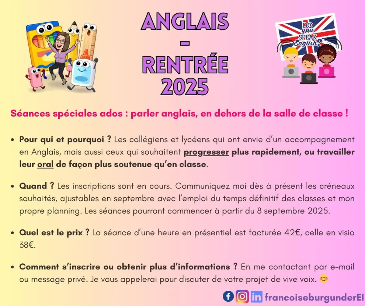 Anglais : Renforcement pour collégiens et lycéens
