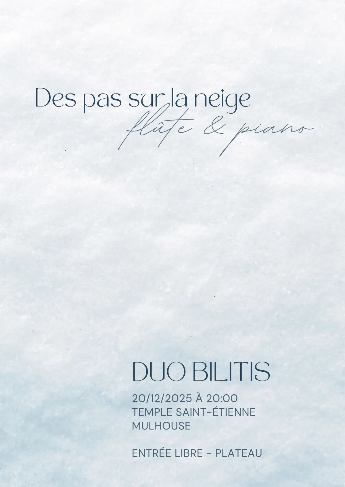 Concert - Des pas sur la neige - Par le Duo Bilitis - Flûte & piano / Avent 2025