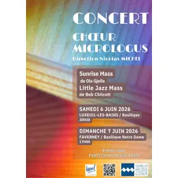 Concert classique et jazz, chœur et ensemble instrumental 