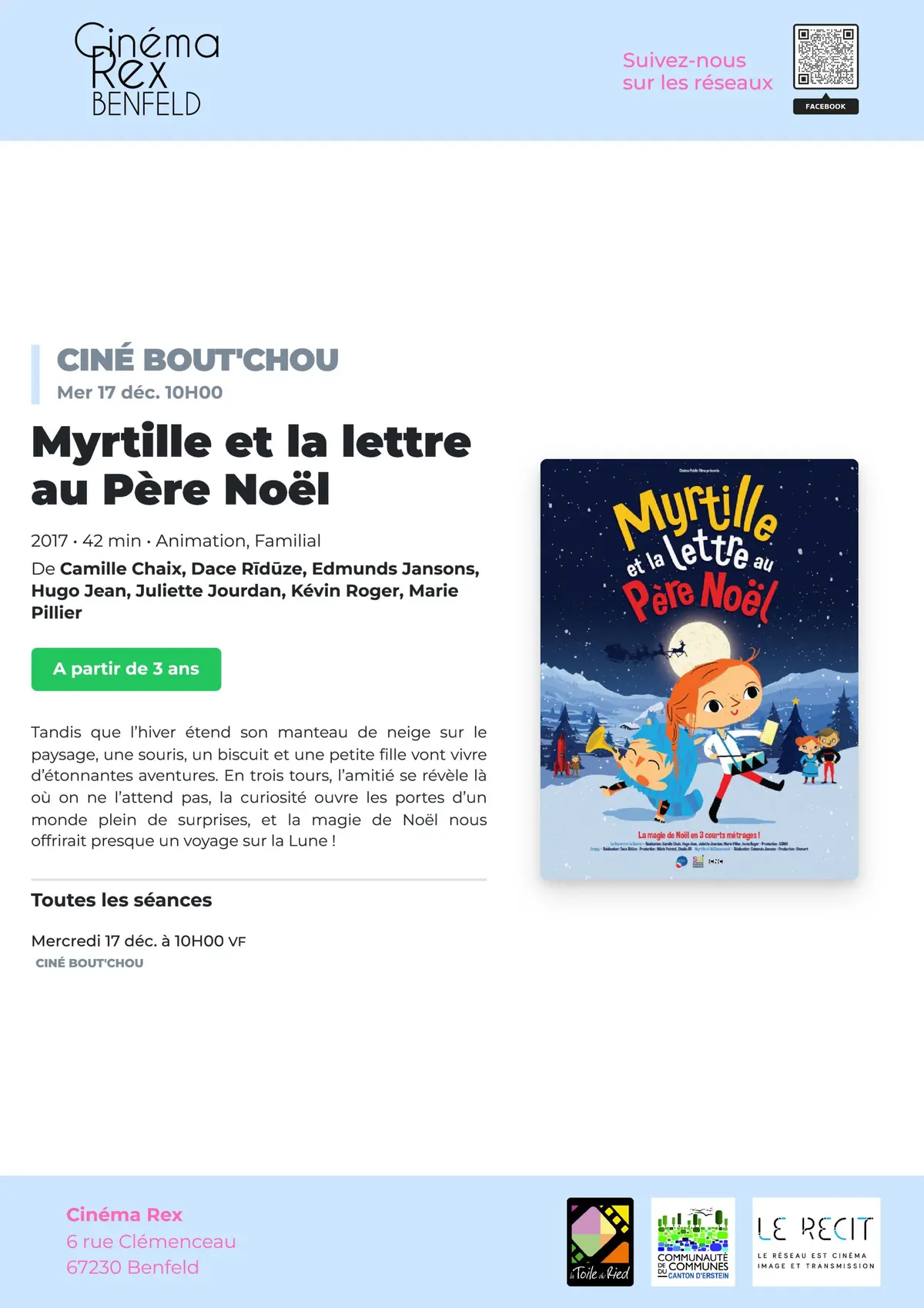 [Cinéma] Séance Bout'chou : Myrtille et la lettre au Père Noël