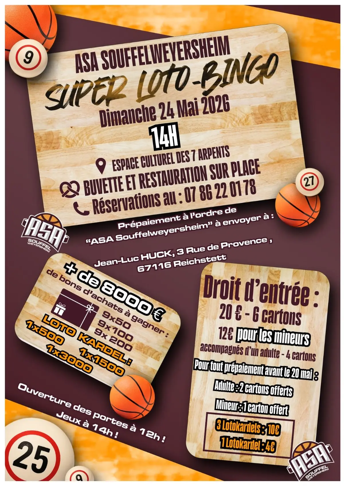 Super Loto Bingo de l ASA Basket Souffelweyersheim 