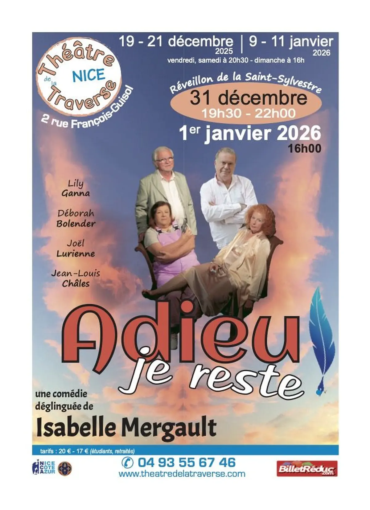 Adieu je reste Comédie d'Isabelle Mergault
