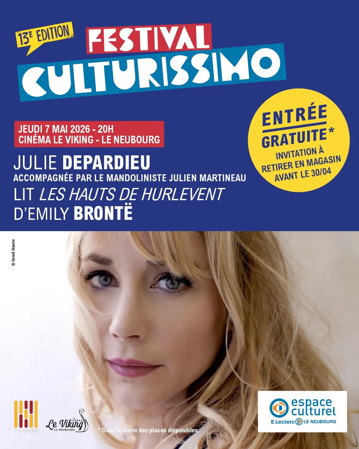 Festival Culturissimo :  Une lecture musicale par Julie Depardieu 