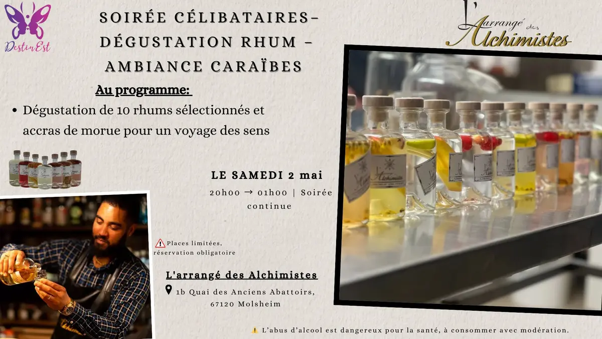 Soirée célibataires Dégustation Rhum Ambiance Caraïbes