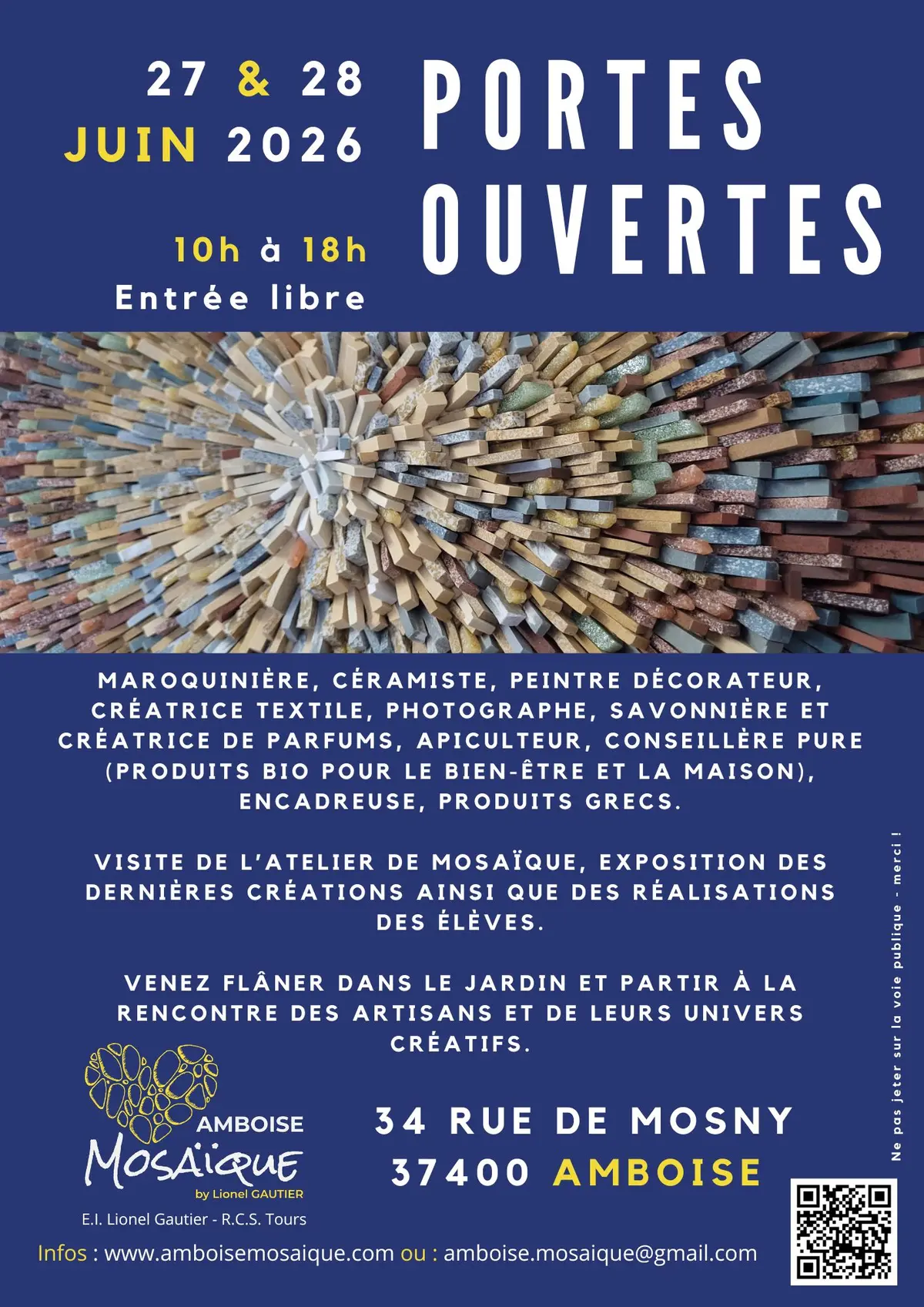 Portes ouvertes de l'atelier Amboise Mosaïque
