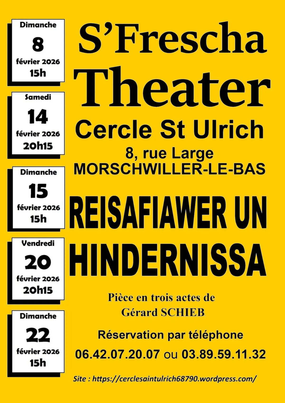 Représentation en théâtre dialectal de la pièce REISAFIAWER UN  HINDERNISSA 