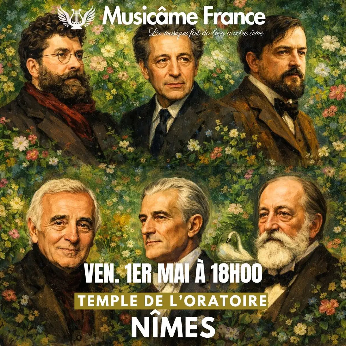 Concert à Nîmes: Debussy, Ravel, Bizet, Aznavour, Saint-Saëns, Dutilleux