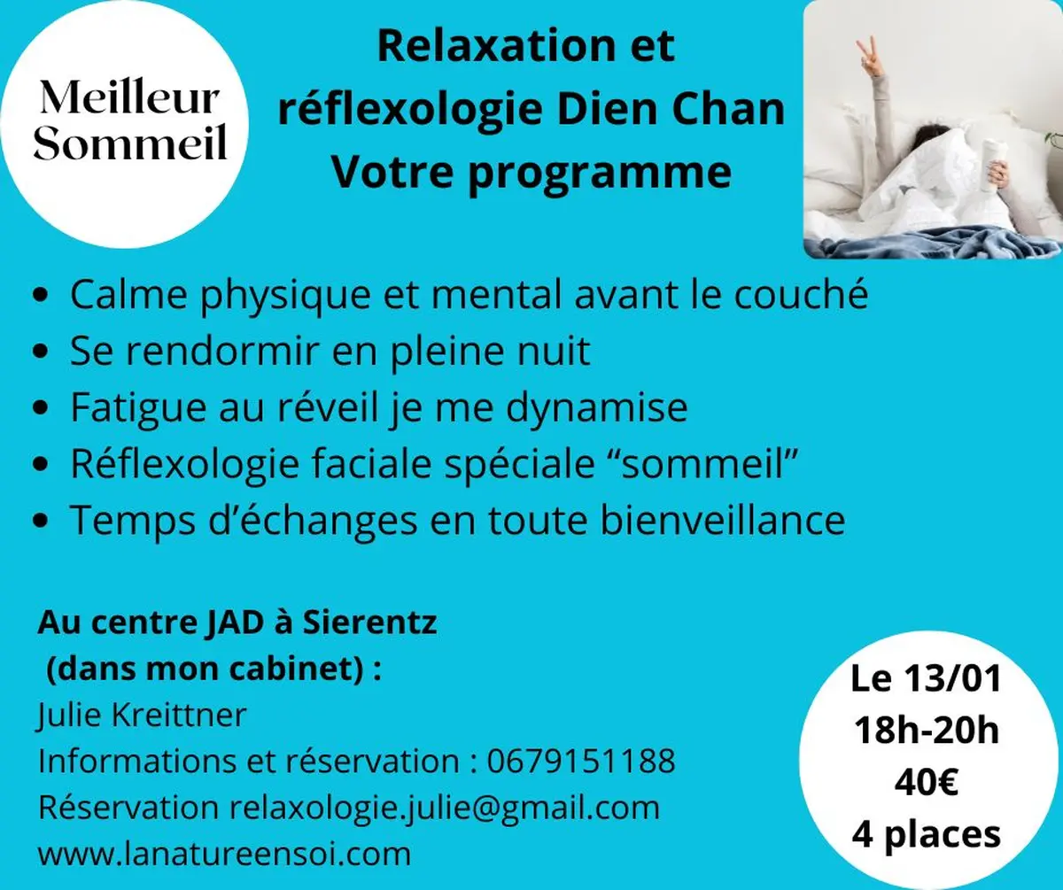 Atelier Bien être  Meilleur Sommeil Relaxation et réflexologie