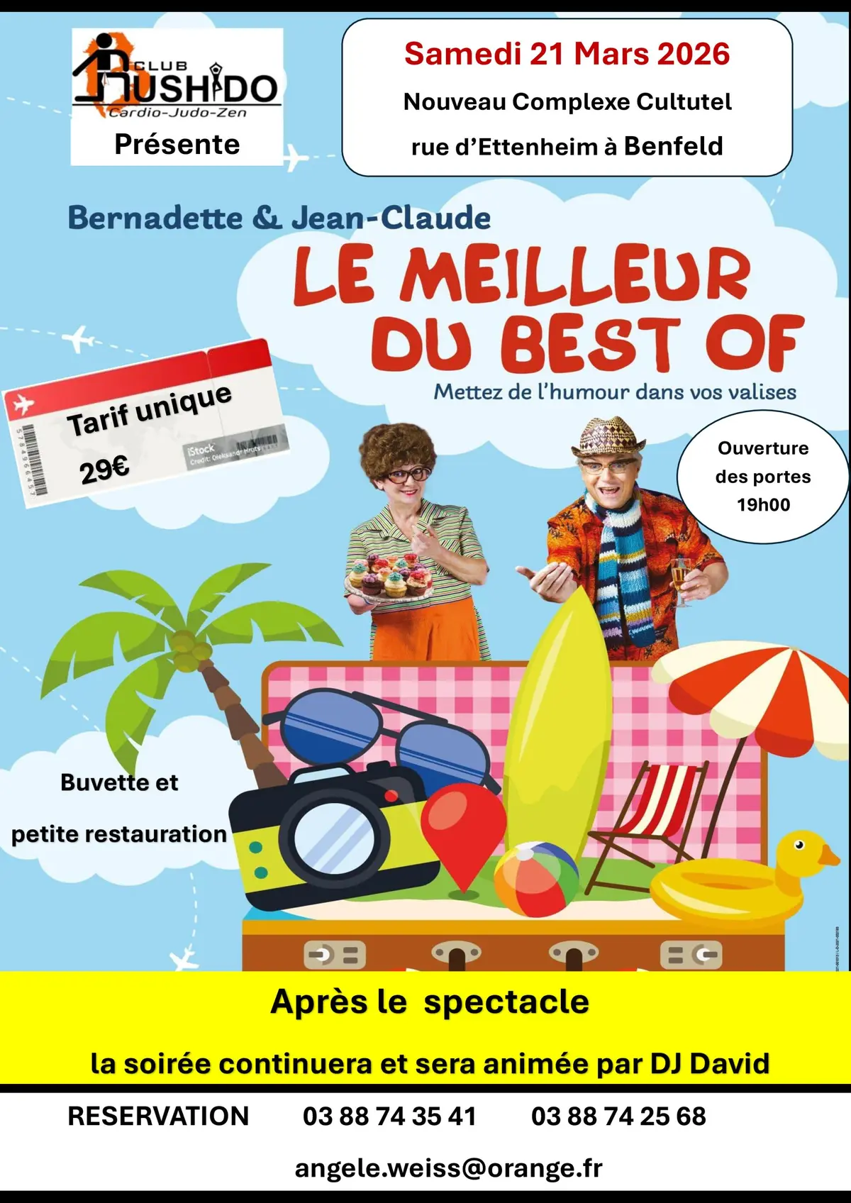 Humour avec Bernadette et Jean Claude puis soirée dansante avec Dj Mc Bab 