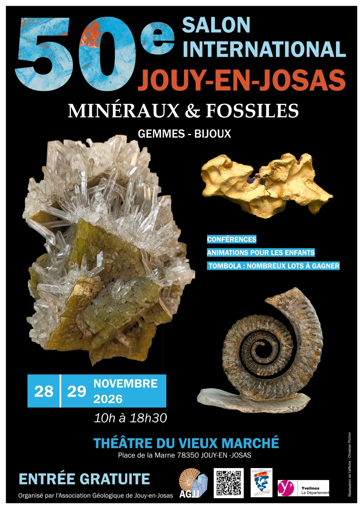 50ème salon des minéraux, fossiles, gemmes et bijoux de Jouy en Josas