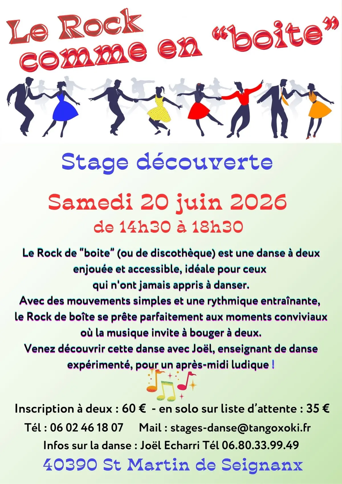 Stage de rock comme en boite  à St Martin de Seignanx le Samedi 20 juin 2026