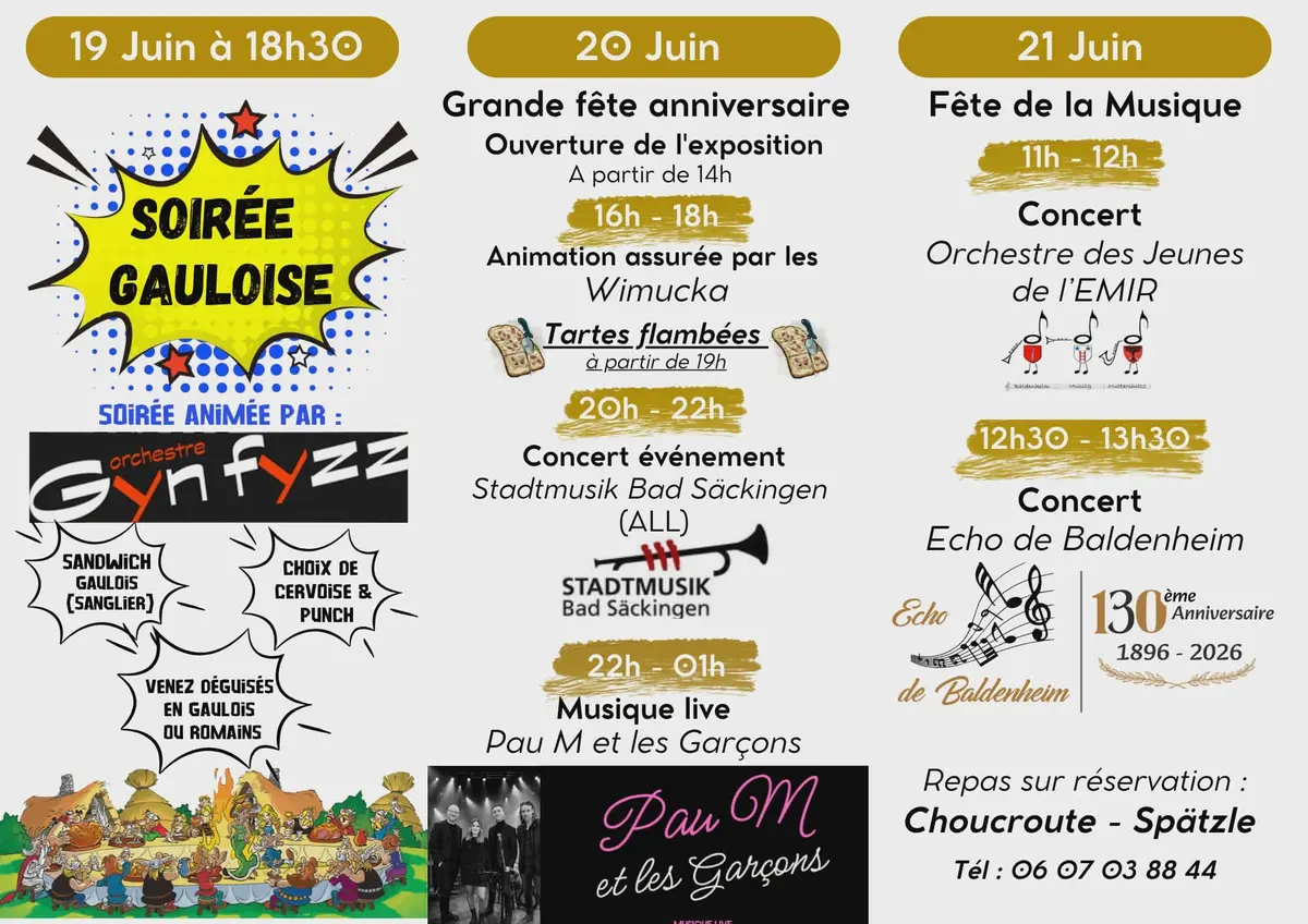 130ème anniversaire Ste de Musique ECHO de BALDENHEIM JUIN 2026