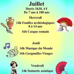 Ateliers vacances scolaires Juillet 2026