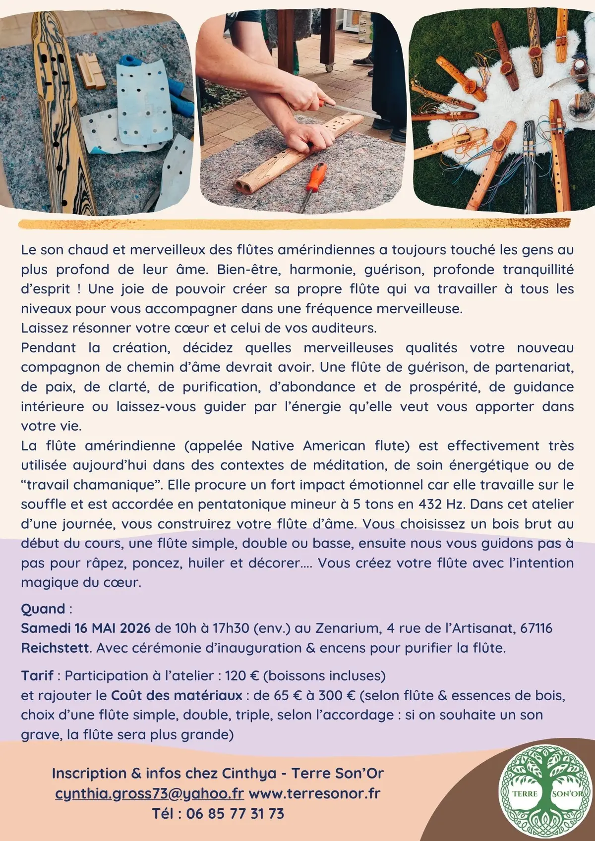 Atelier création de ta flûte en bois médecine amérindienne à Reichstett