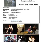 Ecole Enseignement culturel  cours de piano et chant