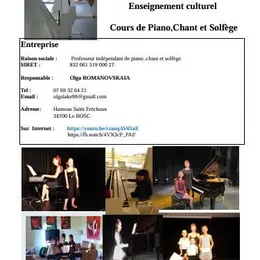 Ecole Enseignement culturel  cours de piano et chant