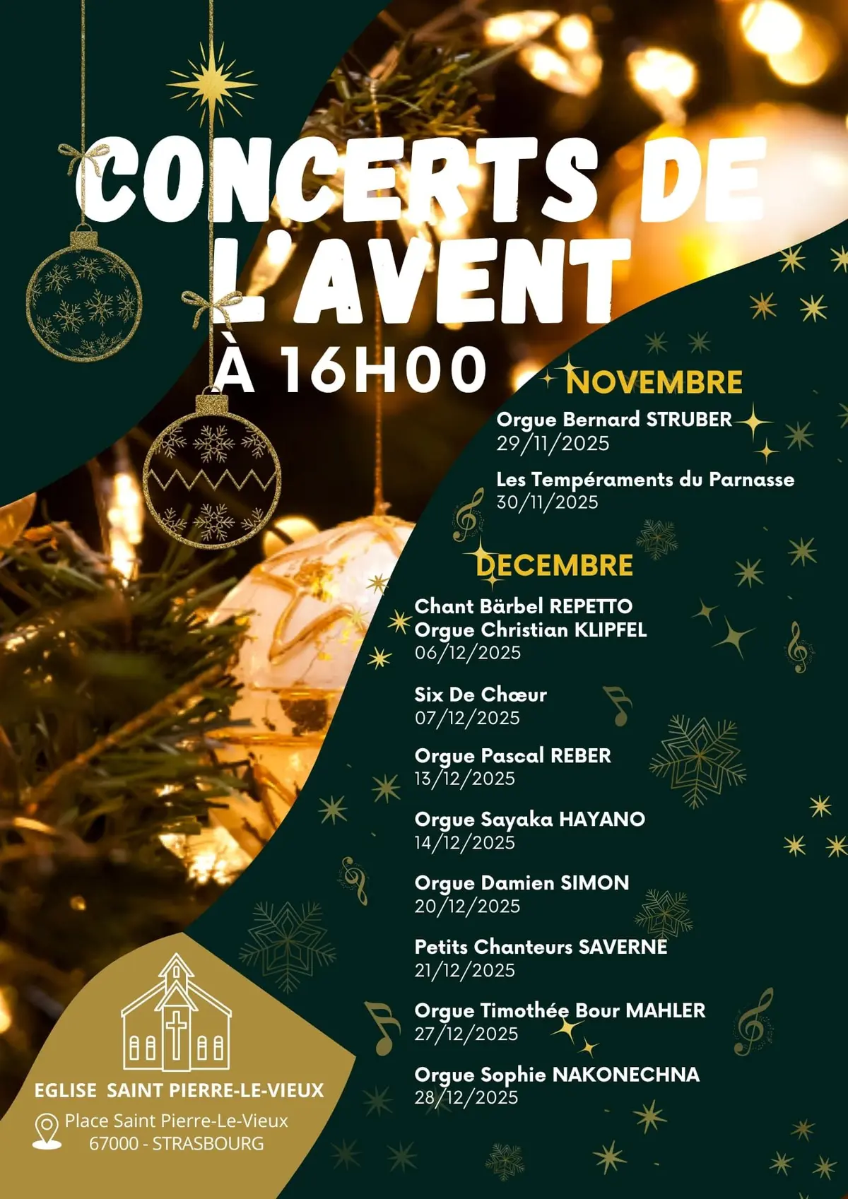 Concert d’Avent et de Noël : Eglise catholique St Pierre le Vieux de Strasbourg