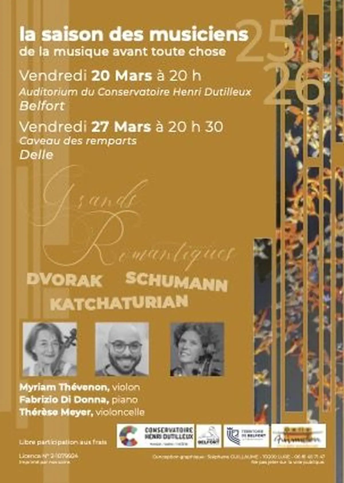 Concert de la Saison des musiciens en Trio Grands Romantiques