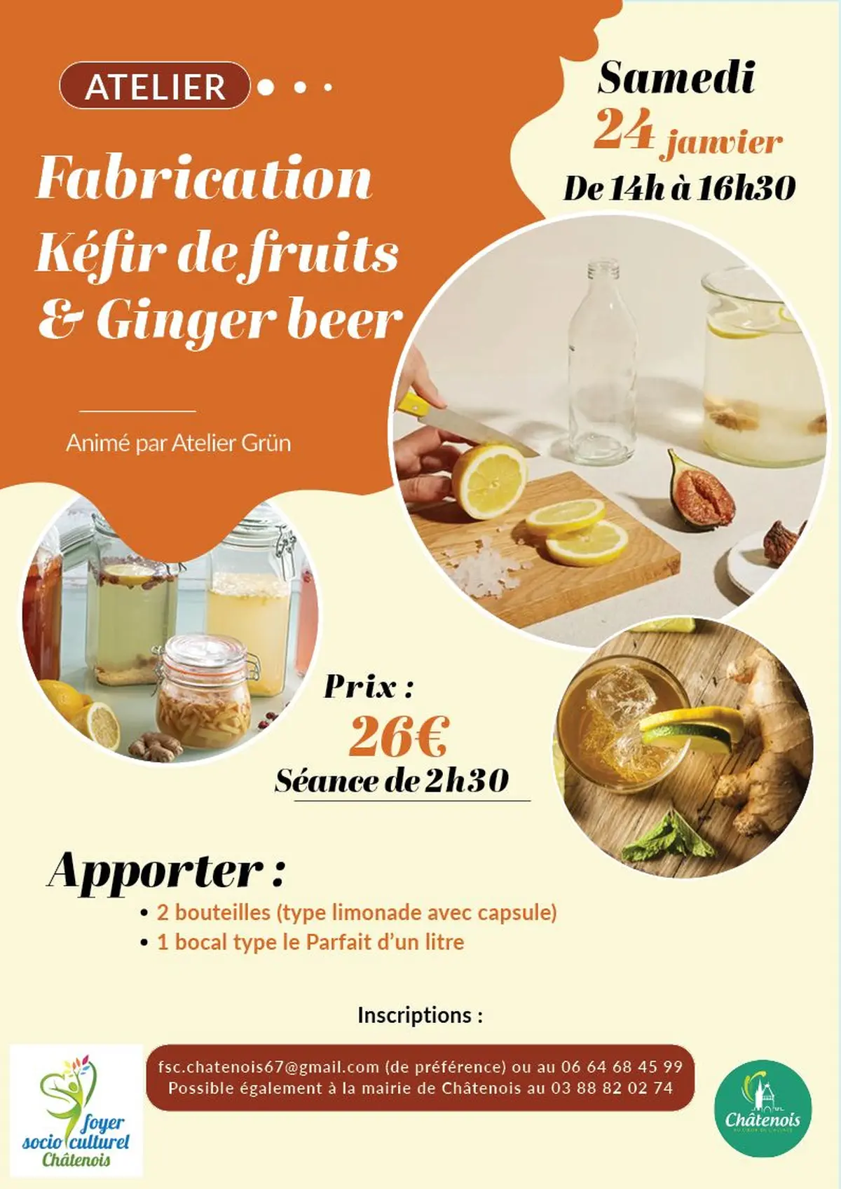 Atelier fabrication de kéfir de fruits et ginger beer