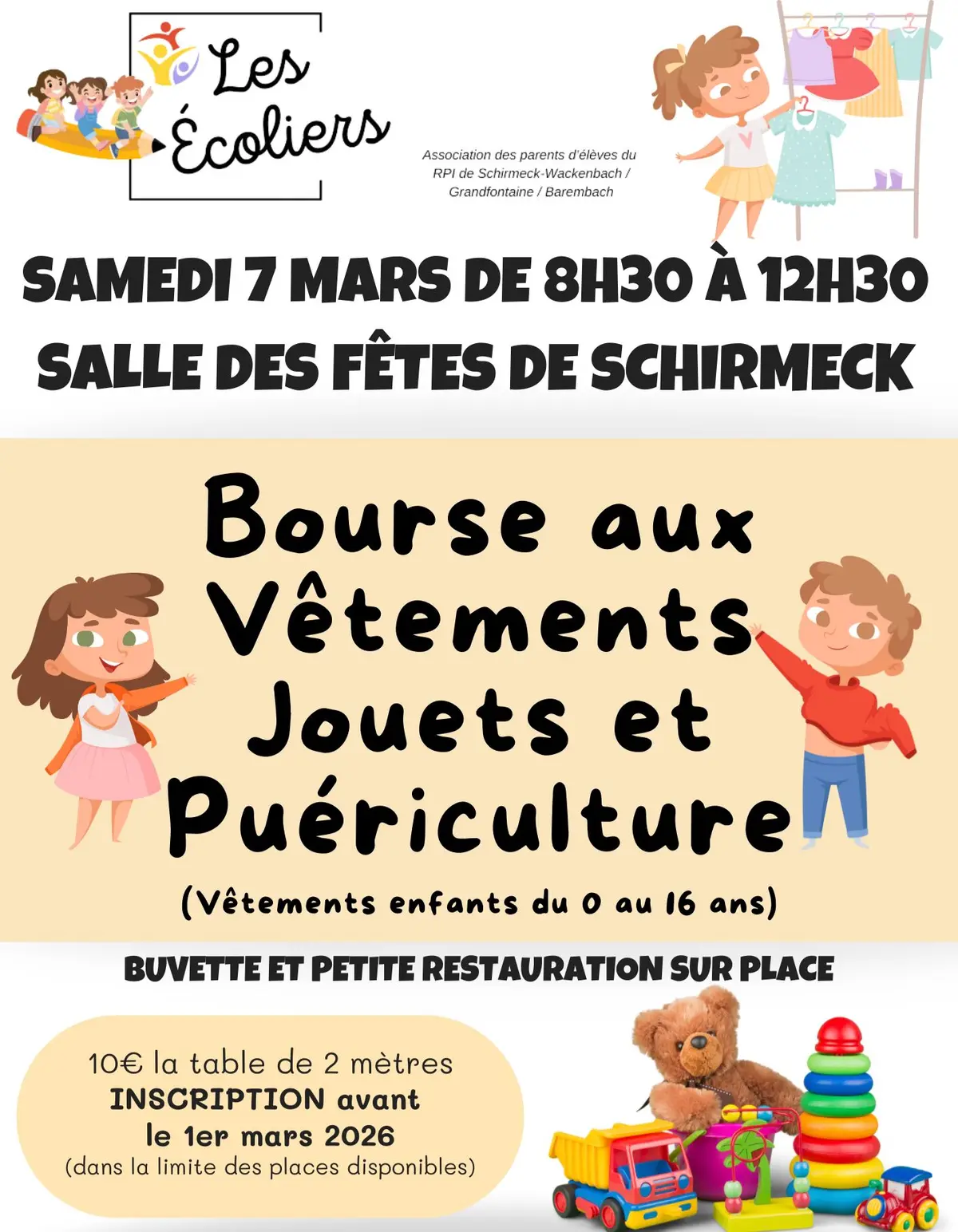 Bourse aux vetements, jouets et puericulture à Schirmeck