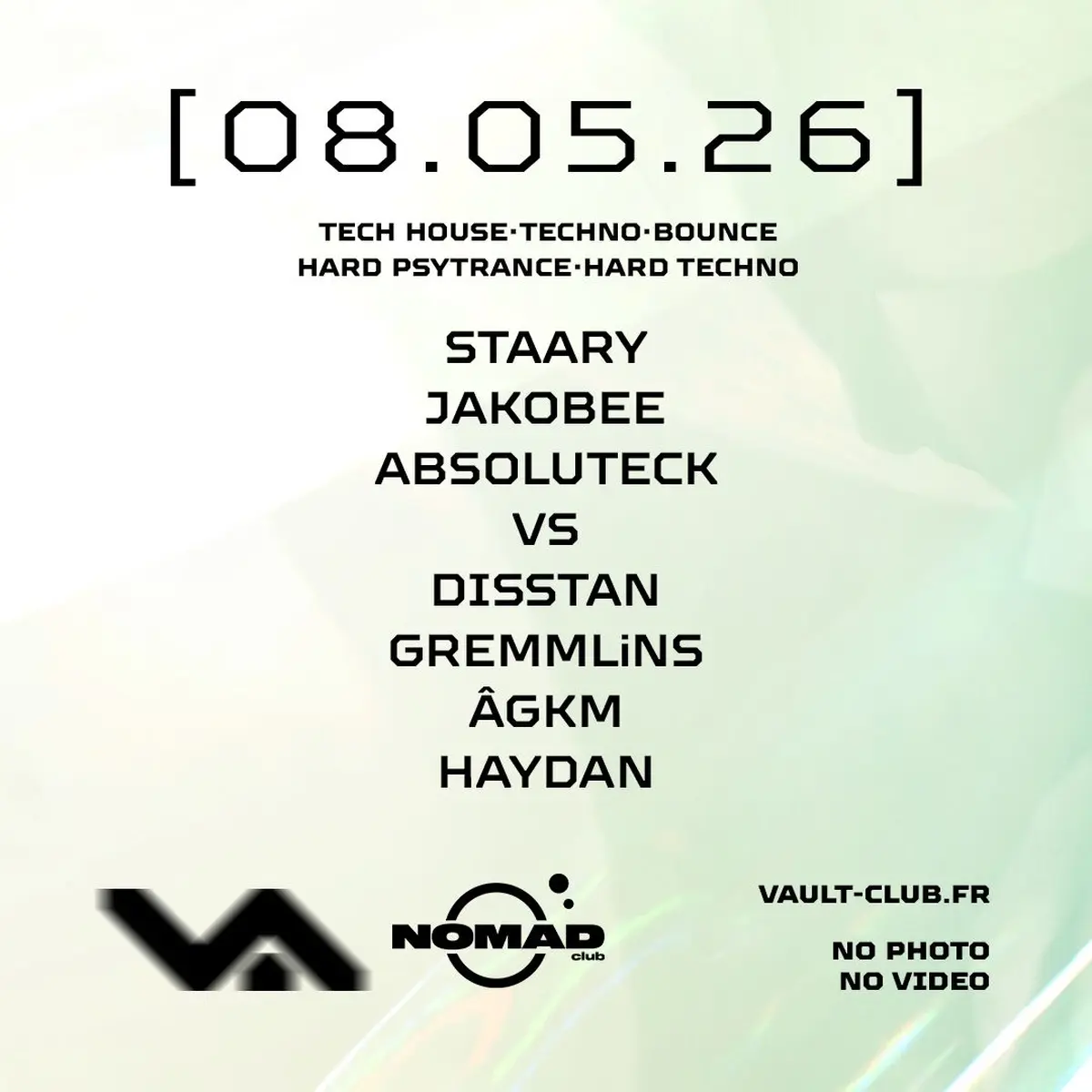 VAULT - Floor 1 By Nomad Club / Floor 2: Tech house & Techno