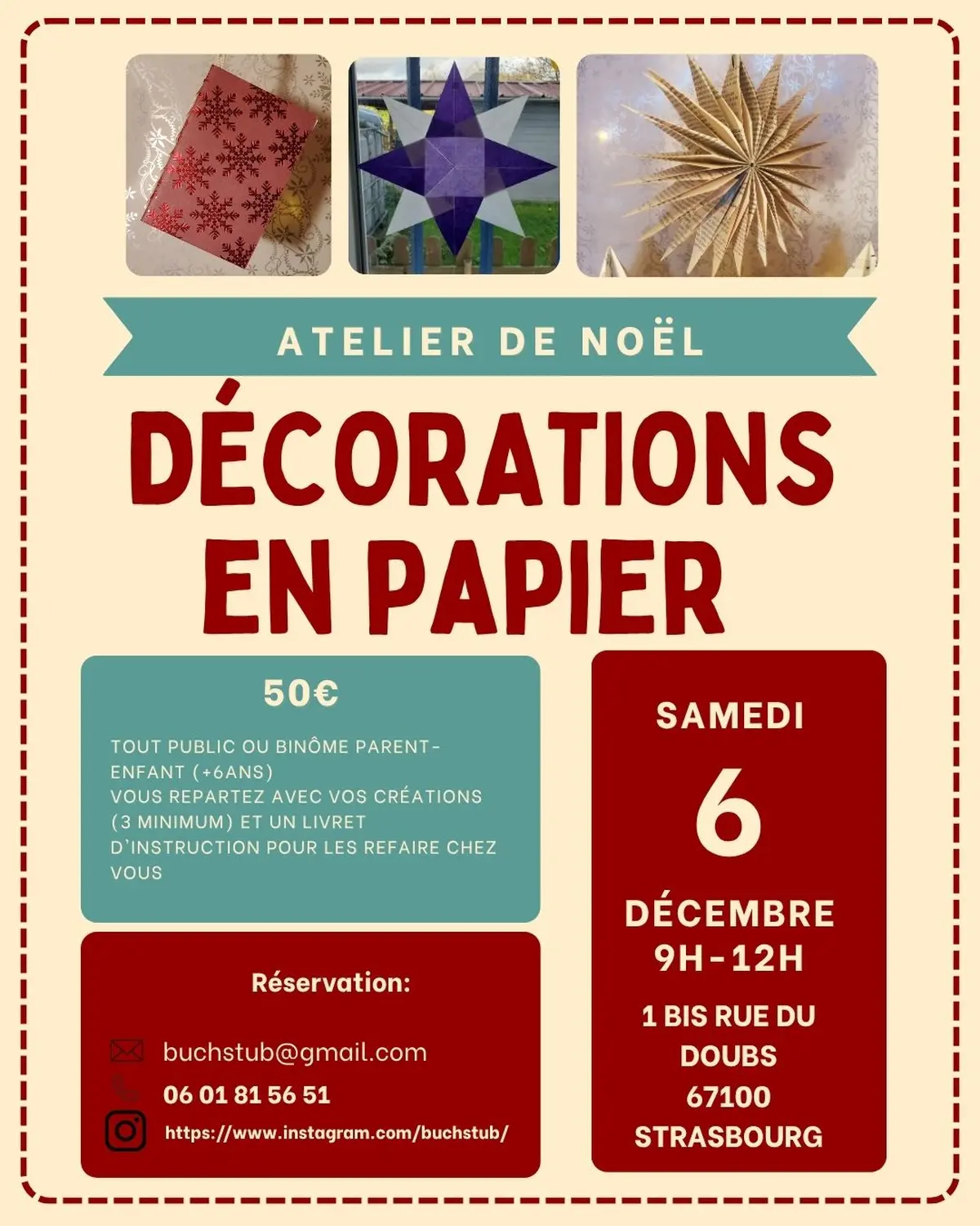 Atelier de Noël - Décorations en papier