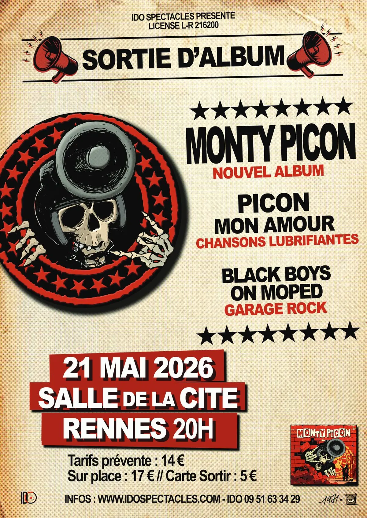 MONTY PICON (20 ans) le 21 mai Salle de la Cité (Rennes)