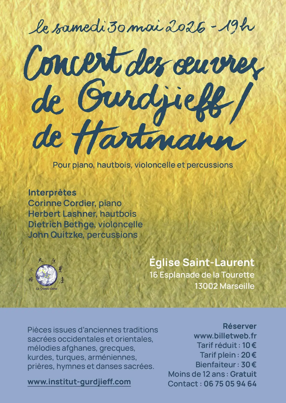 Concert des œuvres de Gurdjieff et de Hartmann