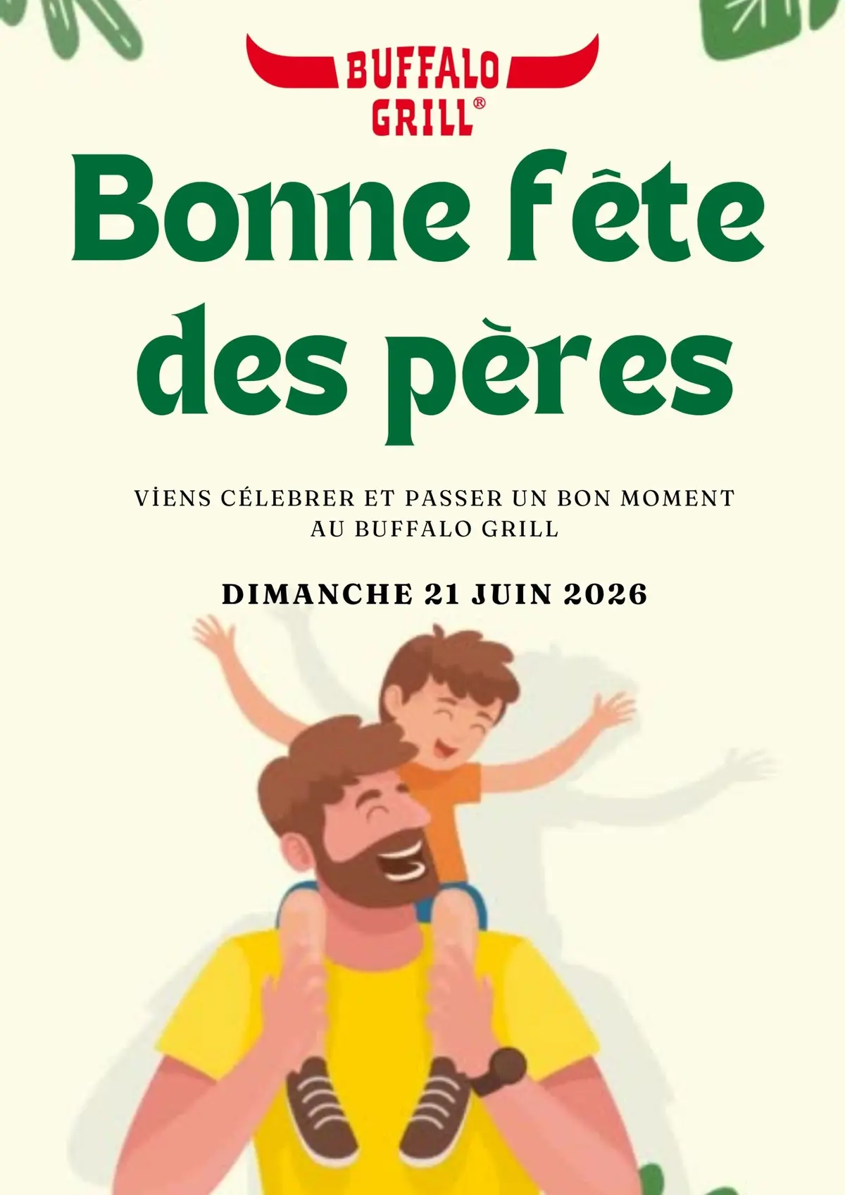 Fête des Pères au Buffalo Grill Sausheim – Dimanche 21 juin à midi