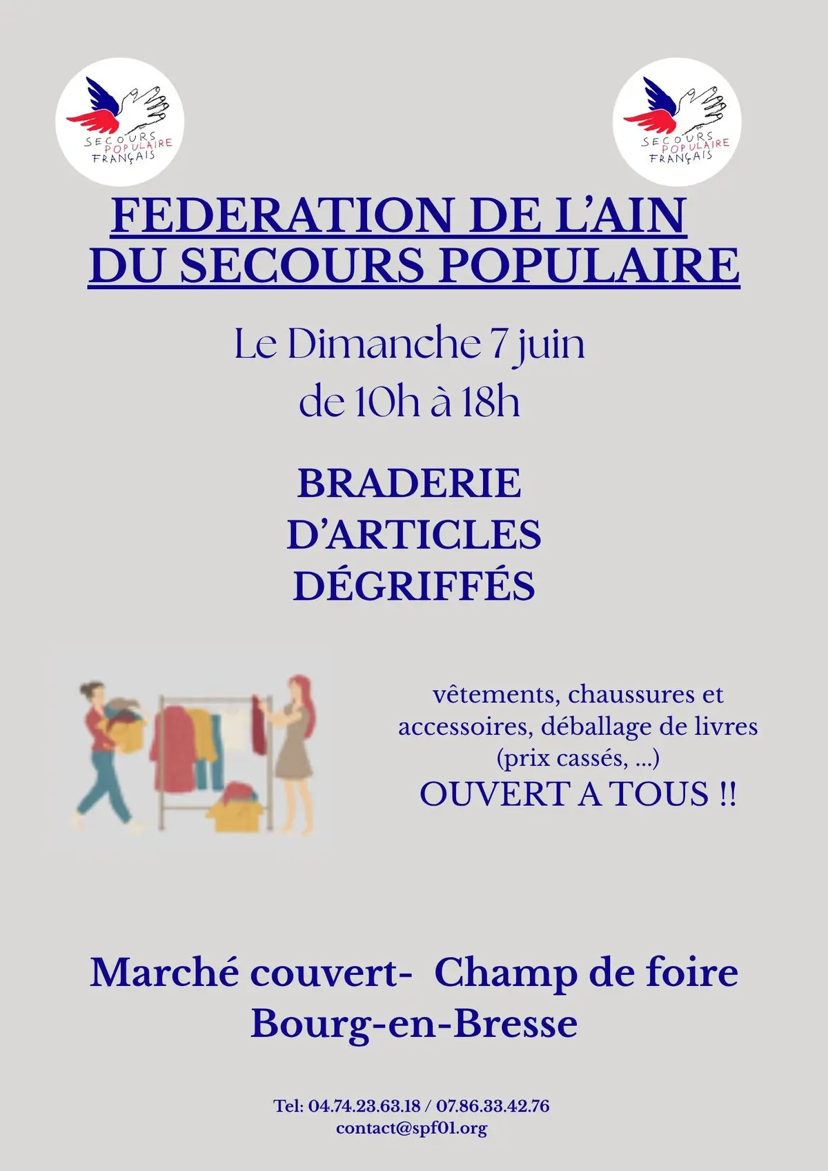Braderie d'été du Secours populaire  - Vente d'articles dégriffés