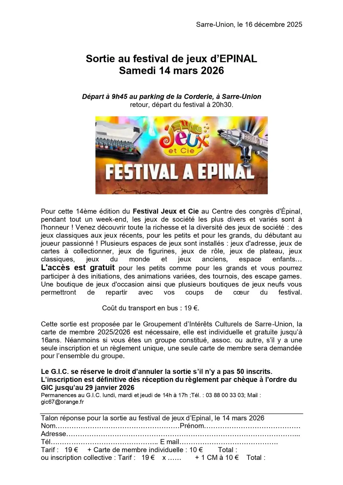Sortie au festival de Jeux d'EPINAL