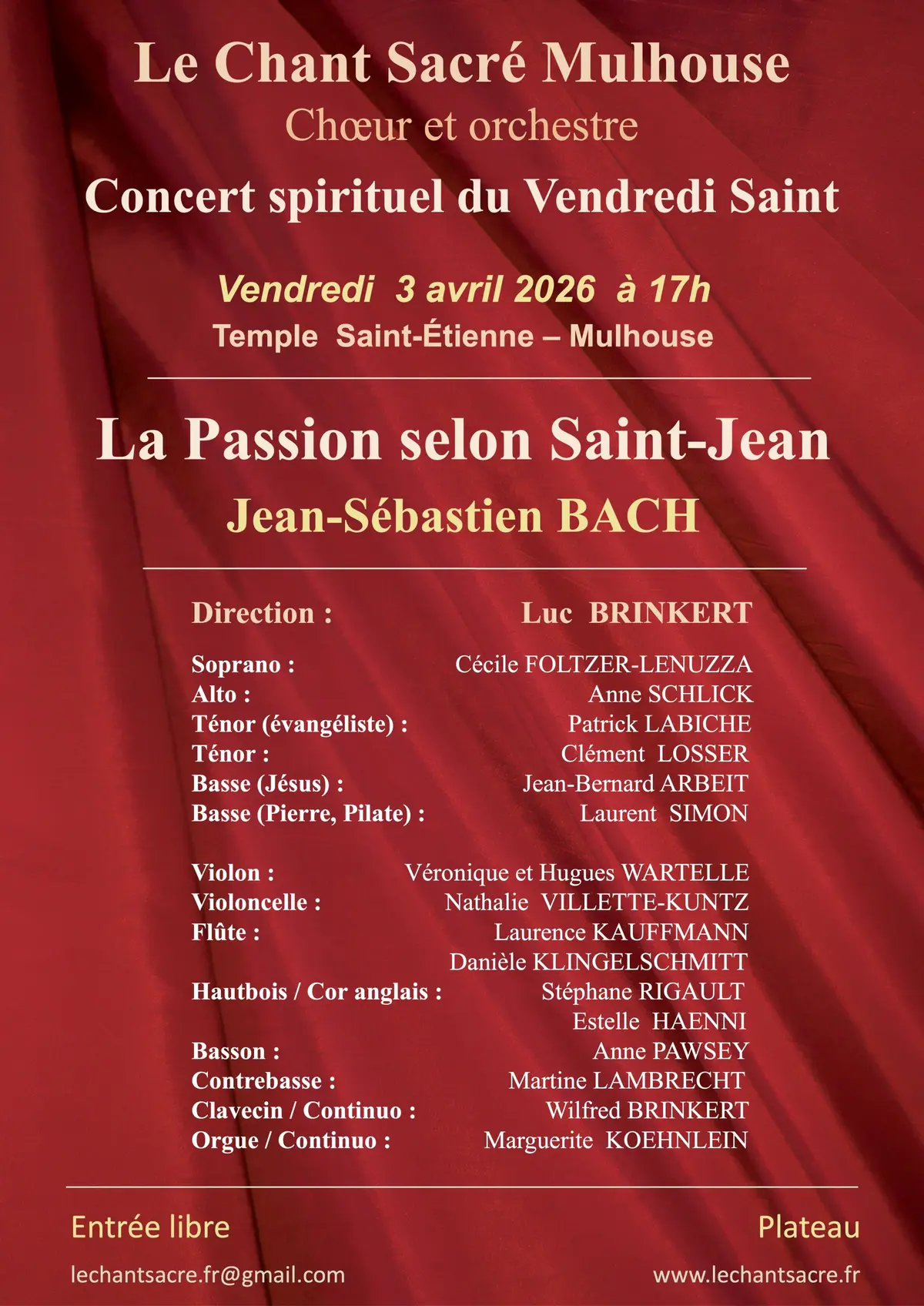 Concert spirituel du Vendredi-Saint - Par Le Chant Sacré Mulhouse