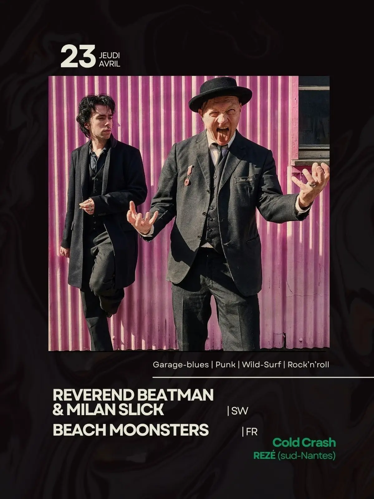 Concert rock / garage : Reverend Beatman & Milan Slick (Sw) +  Beach Moonsters 