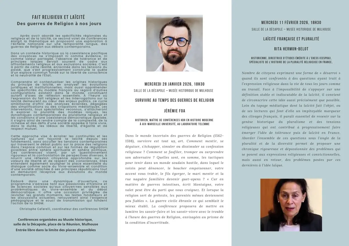 Conférences Fait religieux et laïcité, des guerres de Religion à nos jours
