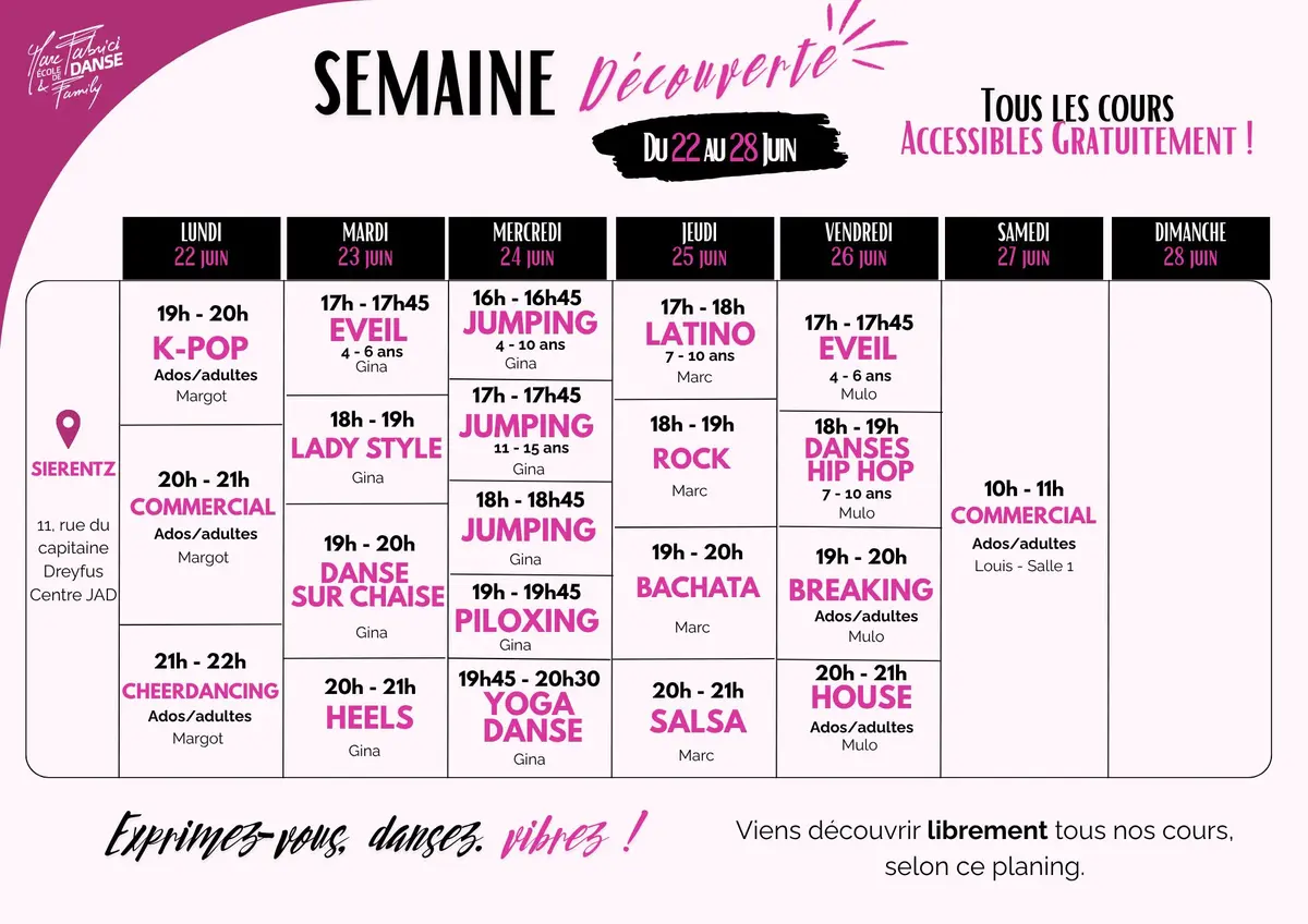 Semaine Découverte à l'Ecole de Danse Marc Fabrici & Family - Sierentz