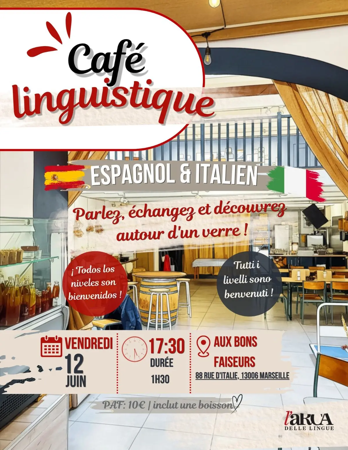 Café linguistique en espagnol et en italien