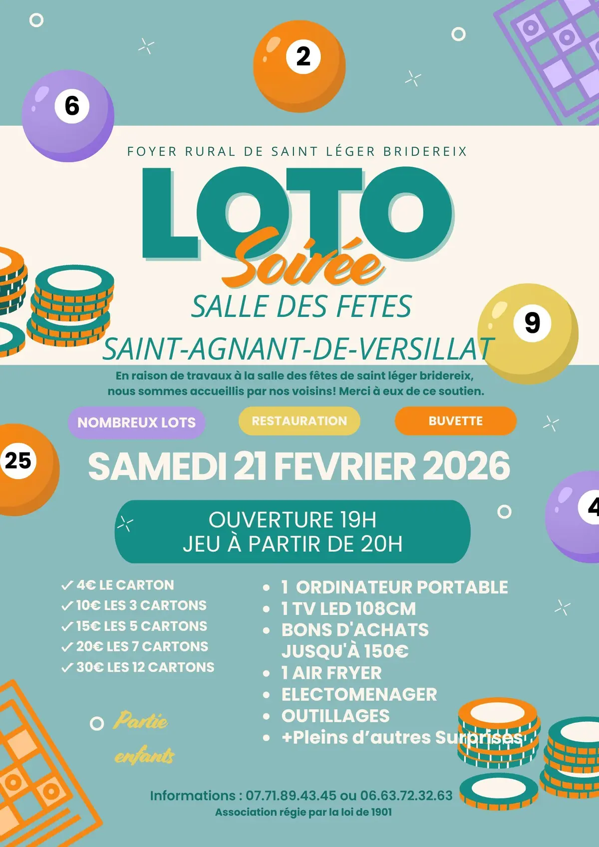 Loto du Foyer rural de ST LEGER BRIDEREIX