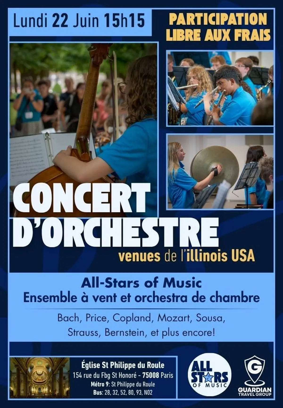 Concert de 2 Orchestres venus de l’illinois USA